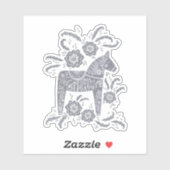 Autocollant suédois Dala Horse Grey (Feuille)