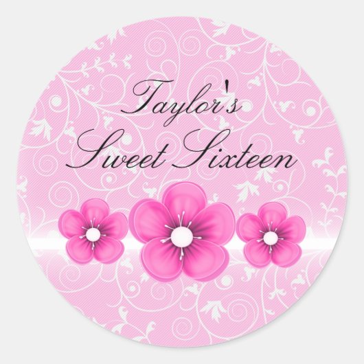 Autocollant Sweet16 Fleur Rose (Devant)