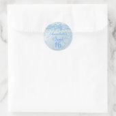 Autocollant Sweet 16 Fleur & Ruban Bleus (Sac)