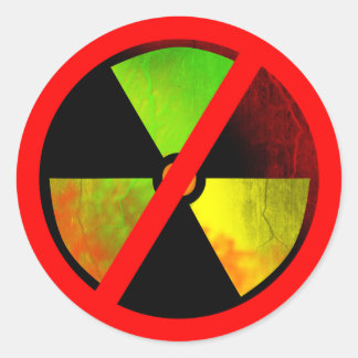Autocollant symbole anti-nucléaire grunge radioact
