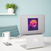 Autocollant Synthwave/Vaporwave Retro 80s (Ordinateur portable sur le bureau)