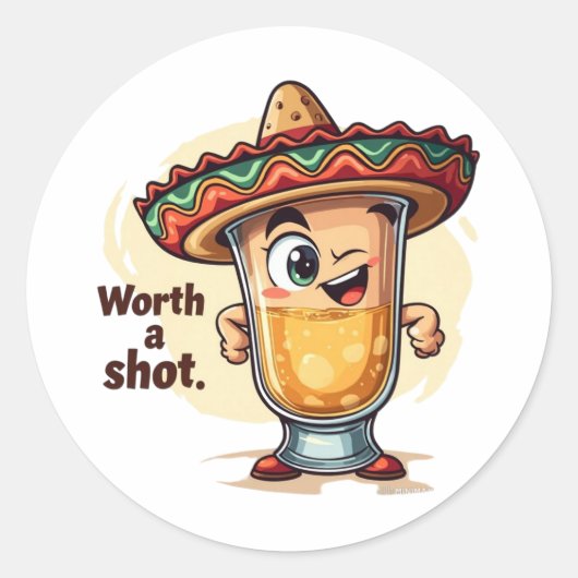 Autocollant Tequila Shot Worth A Shot - Boisson dr (Devant)