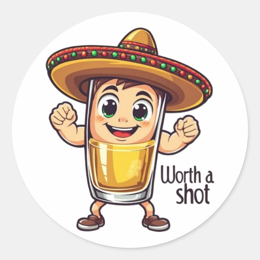 Autocollant Tequila Shot Worth A Shot - Boisson dr (Devant)