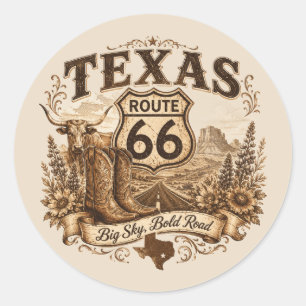Autocollant Texas Route 66 Big Sky Road Trip