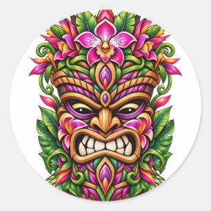 Autocollant Tiki Bouclier Orchidée