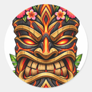 Autocollant Tiki en pierre de lave