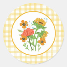Autocollant tournesol gingham jaune