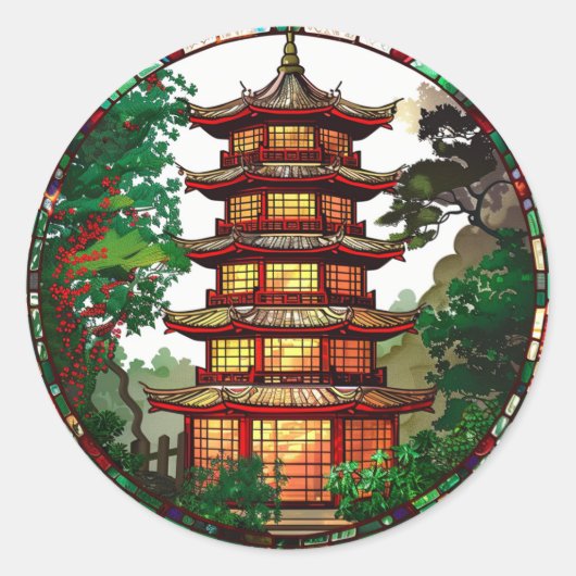 Autocollant traditionnel en verre de Pagode (Devant)