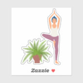 Autocollant transparent d'arbre de yoga en pot (Feuille)
