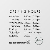 Autocollant transparent pour les heures d'ouvertur (Feuille)