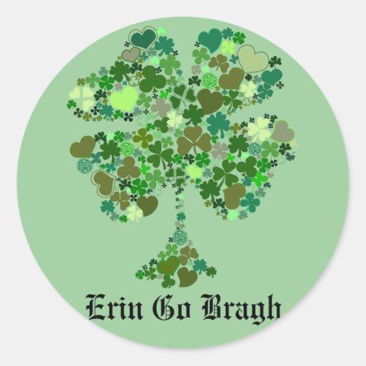 Autocollant trèfle à quatre feuilles Erin Go Bragh (Devant)