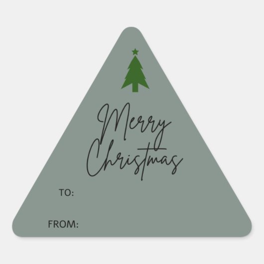 Autocollant triangle cadeau de Noël Boho vert (Devant)