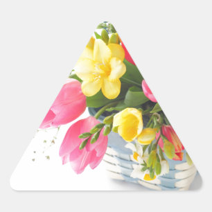 Autocollant triangle de fleurs de printemps dans u