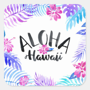 Autocollant tropical d'Hawaï   d'aquarelle Aloha