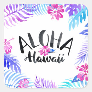 Autocollant tropical d'Hawaï   d'aquarelle Aloha