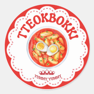Autocollant Tteokbokki coréen | Étiquette ronde de