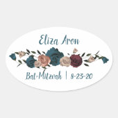 Autocollant turquoise Bat mitzvah Rose de Bourgogn (Devant)