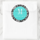 Autocollant Turquoise de Mariage de monogramme Dam (Sac)