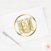 Autocollant U rond initial en or (Enveloppe)