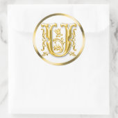 Autocollant U rond initial en or (Sac)