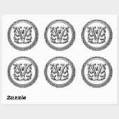 Autocollant V rond initial en argent (Feuille)