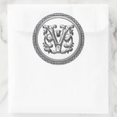 Autocollant V rond initial en argent (Sac)