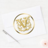 Autocollant V rond initial en or (Enveloppe)