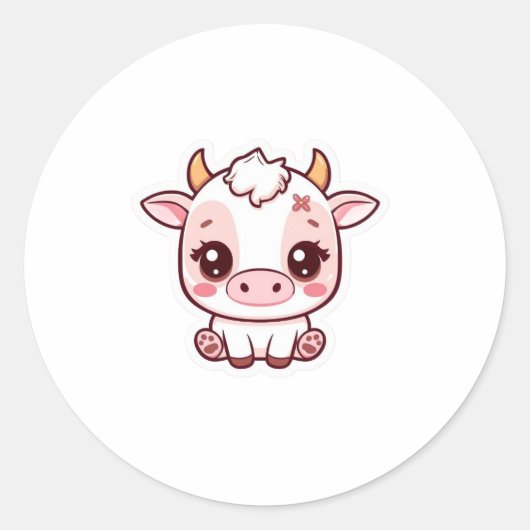 Autocollant Vache Bébé Kawaii – Vache Chibi Pastel (Devant)