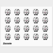Autocollant Vache de Dessin Animé (Rond) (Feuille)