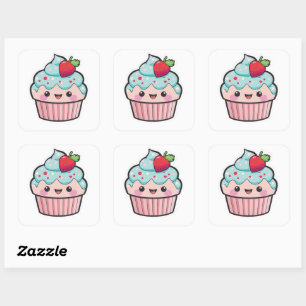 Autocollant Valentine Kawaii Cupcake