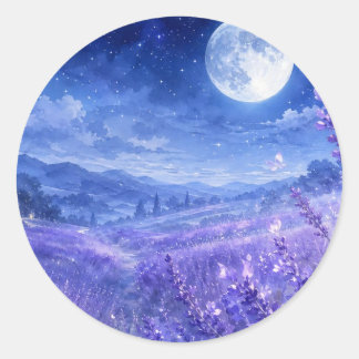 Autocollant Vallée de Lavande au Clair de Lune