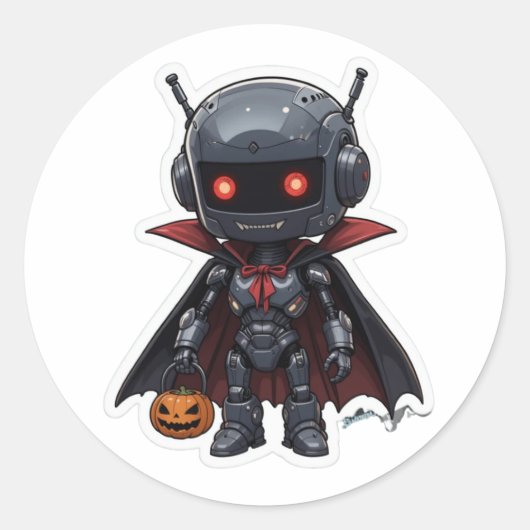 Autocollant Vampire Robot Halloween Mignon Sci-Fi  (Devant)