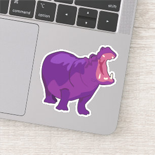 Autocollant vectoriel hippo violet