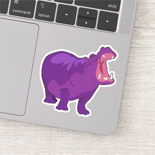 Autocollant vectoriel hippo violet (Détail)