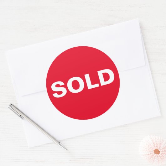 Autocollant Vendu Rouge Personnalisé (Enveloppe)