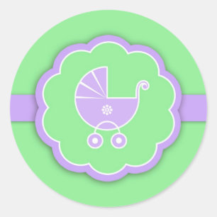 Autocollant vert de baby shower
