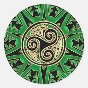 Autocollant vert de mandala de Triskele de Celtic