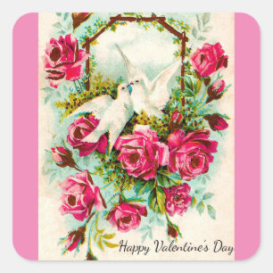 Autocollant Vintage Colombes et Roses