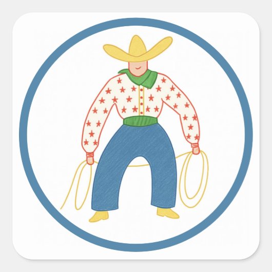Autocollant vintage Cowboy (Devant)
