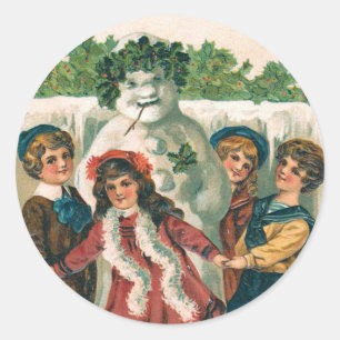 Autocollant vintage de bonhomme de neige