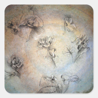 Autocollant vintage de fleurs de Leonardo da Vinci