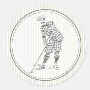 Autocollant vintage de golf - golfeur de monsieur
