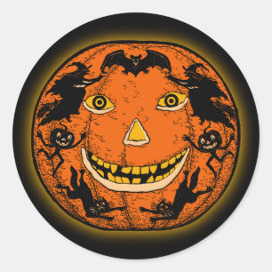 Autocollant vintage de Halloween Jack O'Lantern