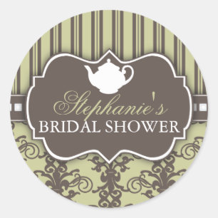 Autocollant vintage de thé de Fête de la mariée de