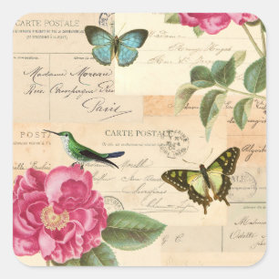 Autocollant vintage Girly avec des roses et des