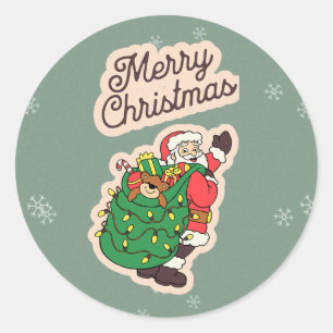 Autocollant vintage Joyeux Noël Père Noël