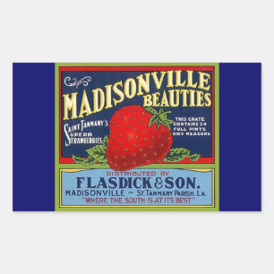 Autocollant Vintage Madisonville LA Strawberry Adv