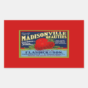 Autocollant Vintage Madisonville LA Strawberry Adv
