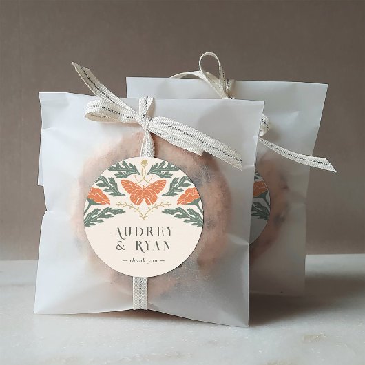 Autocollant vintage Mariage rond Art Nouveau