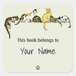 Autocollant vintage pour plaque d'art pour chat